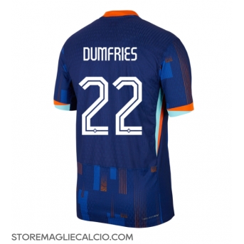 Paesi Bassi Denzel Dumfries #22 Maglia Gara Trasferta Repliche Europei 2024